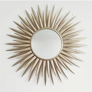 European Luxury Wrought Iron Wall Sun Flower Decorative Mirror Crafts Hotel Home Sofa Background 3D Stereo Mural Ornaments R1498 - SallyHomey Life's Beautiful