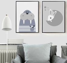 Load image into Gallery viewer, Cartoon Animal Koala Seal Minimalist Art Canvas Poster Painting Nursery Wall Picture  Modern Home Kids Room Decor - SallyHomey Life&#39;s Beautiful