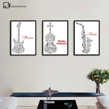Load image into Gallery viewer, Jazz Music Instrument Minimalist Art Canvas Poster Prainting Guitar Violin Black White Picture Print Home Room Decoration - SallyHomey Life&#39;s Beautiful