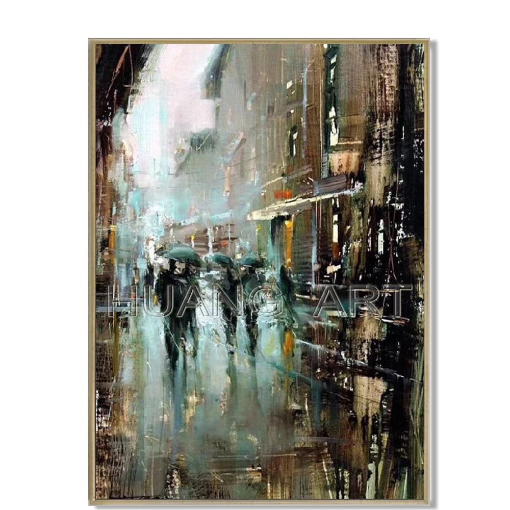 Professional Artist Handmade Modern Building Landscape Oil Painting on Canvas Streetscape Oil Painting for Wall Decor Picture - SallyHomey Life's Beautiful