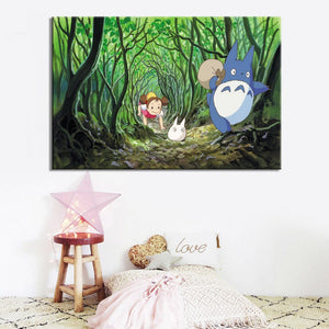 Modern Cartoon Movie Paintings and Prints on Canvas Wall Art Posters Totoro Pictures for Children Bedroom Wall Home Decoration - SallyHomey Life's Beautiful