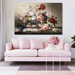 Classic European Still Life Posters and Prints Wall Art Canvas Painting Flowers Arrangement Wall Pictures for Living Room Decor - SallyHomey Life's Beautiful