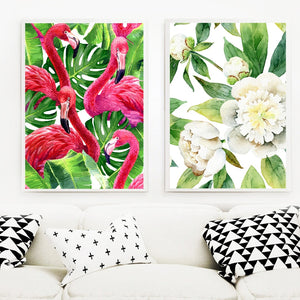 Jasmine Cactus Monstera Peony Flamingo Wall Art Canvas Painting Nordic Posters And Prints Wall Pictures For Living Room Decor - SallyHomey Life's Beautiful