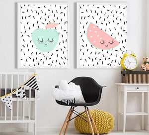 Cute Fruit Apple Banada Wall Art Canvas Posters Nursery Prints Nordic Style Painting Picture Kid Baby Bedroom Decoration - SallyHomey Life's Beautiful