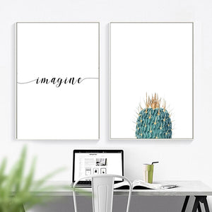 Sea Wave Stone Cactus Quote Landscape Wall Art Canvas Painting Nordic Posters And Prints Wall Pictures For Living Room Decor - SallyHomey Life's Beautiful