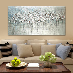 Hand Painted Thick Palette Knife Flower Oil Painting on Canvas Abstract Wall Painting Living Room Home Wall Decor - SallyHomey Life's Beautiful