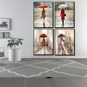 Modern Abstract Portrait Posters and Prints Wall Art Canvas Painting The Umbrella Girl Decorative Pictures for Living Room Decor - SallyHomey Life's Beautiful