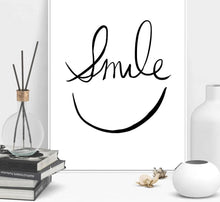 Load image into Gallery viewer, Smile Face Minimalist Art Canvas Poster Painting Abstract Motivational Black White Picture for Modern Home Office Room Decor 048 - SallyHomey Life&#39;s Beautiful