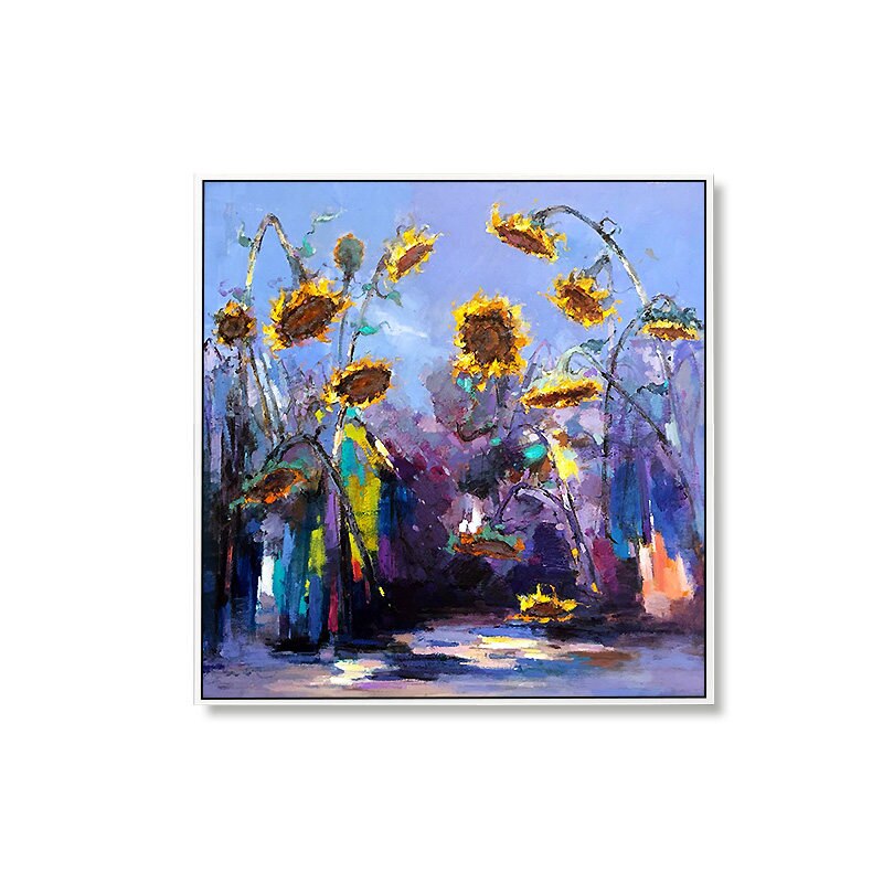 100% Hand Painted Abstract Sunflowers Art Painting On Canvas Wall Art Wall Adornment Picture Painting For Living Room Home Decor