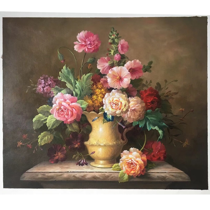 100% Hand Painted Modern Classic Flower Art Oil Painting On Canvas Wall Art Frameless Picture Decoration For Live Room Home Deco