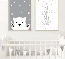 Load image into Gallery viewer, Baby Nursery Wall Art Canvas Poster Print Cartoon Rabbit Bear Painting Nordic Kids Decoration Picture Children Bedroom Decor - SallyHomey Life&#39;s Beautiful