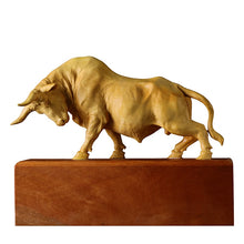 Load image into Gallery viewer, Solid wood Charging Bull Wood carving Wall Street  desktop decoration zodiac town large cow ornaments new year crafts carved