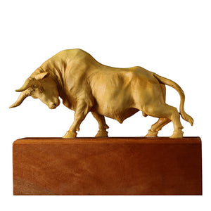 Solid wood Charging Bull Wood carving Wall Street  desktop decoration zodiac town large cow ornaments new year crafts carved