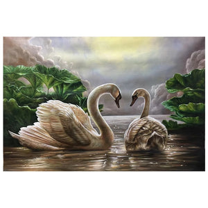 100% Hand Painted Modern Swans Art Oil Painting On Canvas Wall Art Frameless Picture Decoration For Living Room Home Decor Gift