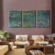 Load image into Gallery viewer, 3 Panels Impressionism Canvas Painting Claude Monet Famous Painting Nympheas Oil Painting for Living Room Home Wall Decor Gift - SallyHomey Life&#39;s Beautiful
