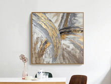 Load image into Gallery viewer, Artist Hand-painted High Quality Modern Abstract Golden Grey Colors Oil Painting on Canvas Abstract Picture for Wall Decoration - SallyHomey Life&#39;s Beautiful