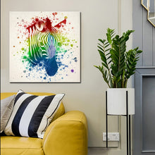 Load image into Gallery viewer, Modern Abstract Oil Painting on Canvas Art Posters and Prints Wall Art Decor Watercolor Zebra Head Pictures for Living Room Wall - SallyHomey Life&#39;s Beautiful