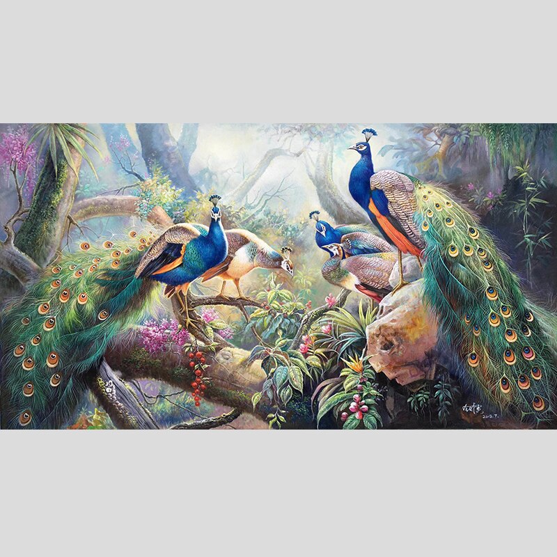 100% Hand Painted Peacocks High-quality Art Painting On Canvas Wall Art Wall Painting Adornment picture For live room Home Decor