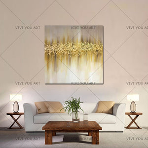 Large Abstract Painting Original Texture Modern Sky Light Blue Silver And Gold Foil Metal Glitter White Painting Hand pained
