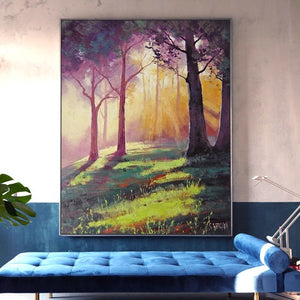 100% Hand Painted Trees Landscapes Art Oil Painting On Canvas Wall Art Frameless Picture Decoration For Live Room Home Deco Gift