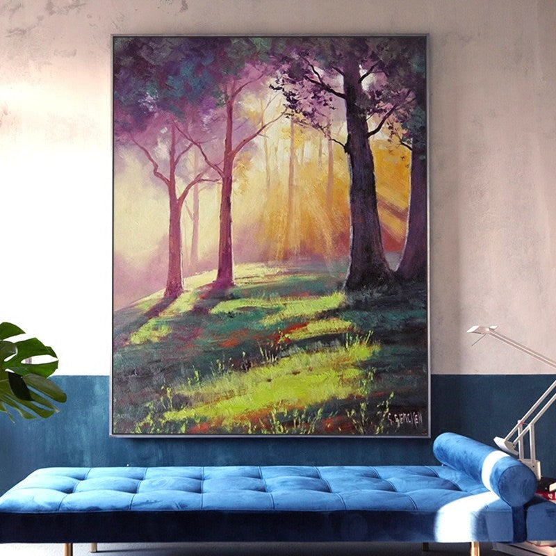 100% Hand Painted Trees Landscapes Art Oil Painting On Canvas Wall Art Frameless Picture Decoration For Live Room Home Deco Gift