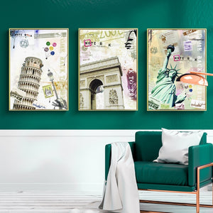 Modern Graffiti Posters and Prints Wall Art Canvas Painting Famous Buildings Postcard Pictures for Living Room Wall Home Decor - SallyHomey Life's Beautiful
