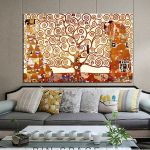 Classical Famous Painting Wall Art Posters and Prints on Canvas Painting The Tree of Life by Gustav Klimt for Living Room Decor - SallyHomey Life's Beautiful