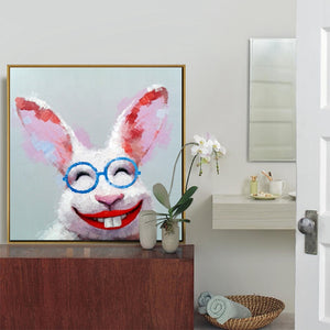 100% Hand Painted Modern Cartoon Rabbits Oil Painting On Canvas Wall Art Frameless Picture Decoration For Live Room Home Decor