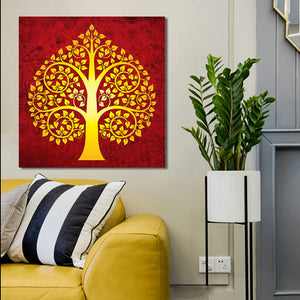 Modern Buddhism Posters and Print Wall Art Canvas Painting Abstract Golden Linden Decorative Painting for Living Room Home Decor - SallyHomey Life's Beautiful