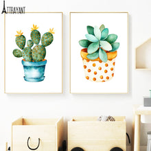 Load image into Gallery viewer, Colorful Succulents Potted Cactus Leaf Wall Art Canvas Painting Nordic Posters And Prints Wall Pictures For Baby Kids Room Decor - SallyHomey Life&#39;s Beautiful