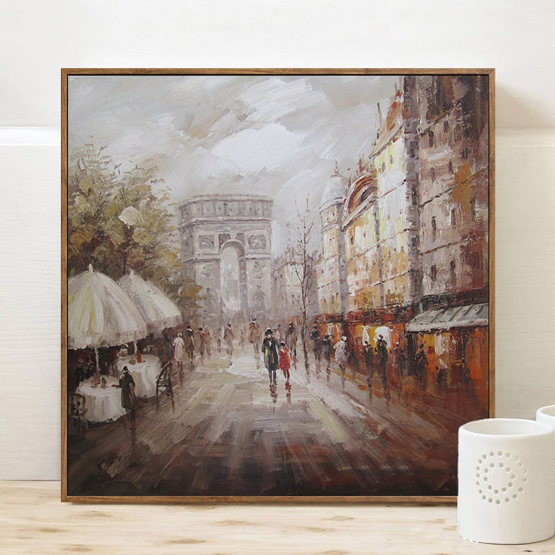 Posters and Print Wall Art Canvas Painting, Modern Abstract Arc de Triomphe Landscape Decorative Paintings for Living Room Decor - SallyHomey Life's Beautiful