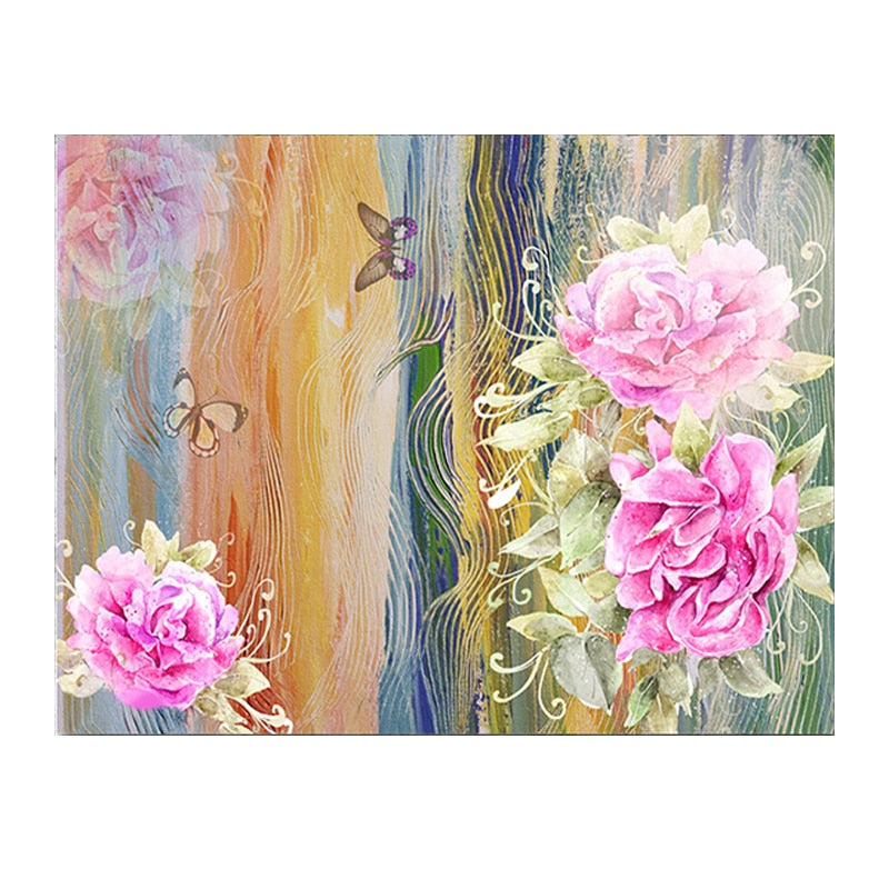 100% Hand Painted Abstract Pink Flowers Art Oil Painting On Canvas Wall Art Wall Adornment Pictures For Living Room Home Decor