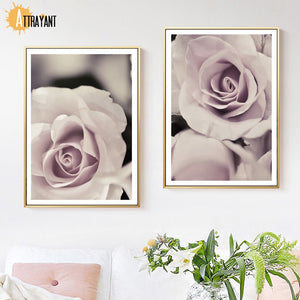Fresh Pink Flowers Rose Plant Wall Art Canvas Painting Nordic Posters And Prints Wall Pictures For Living Room Bedroom Decor - SallyHomey Life's Beautiful
