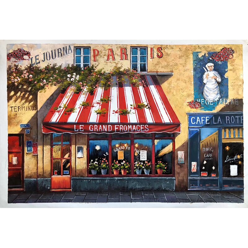 100% Hand Painted Modern building Art Art Painting On Canvas Wall Art Frameless Picture Decoration For Live Room Home Decor Gift