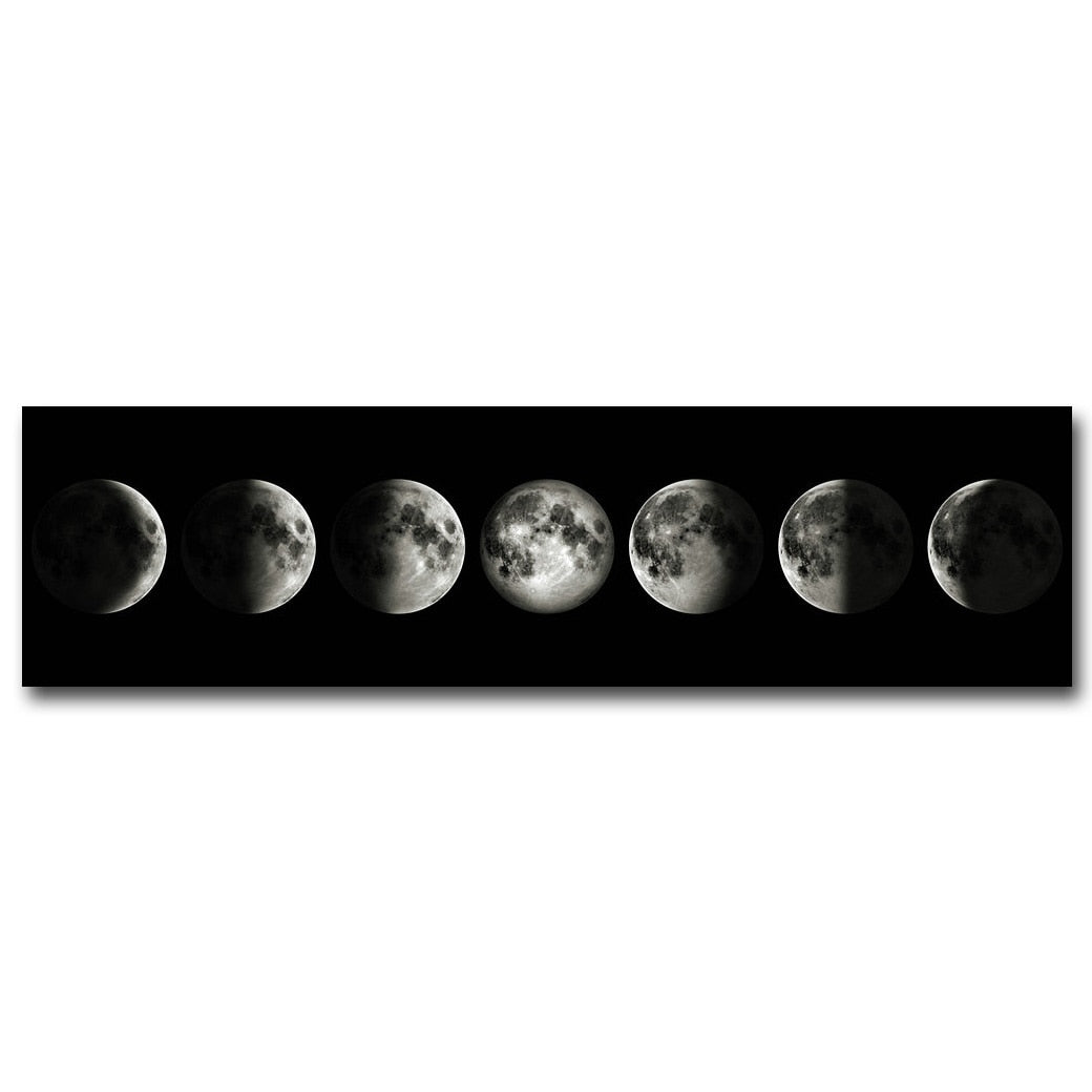 🔥 Eclipse of The Moon Canvas Poster Minimalist Art Painting Universe Wall Picture Long Banner Print Living Room Bedroom Decoration - SallyHomey Life's Beautiful