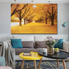 Load image into Gallery viewer, Modern Golden Trees Landscape Posters and Prints Wall Art Canvas Painting The Golden Road Pictures for Living Room home Decor - SallyHomey Life&#39;s Beautiful