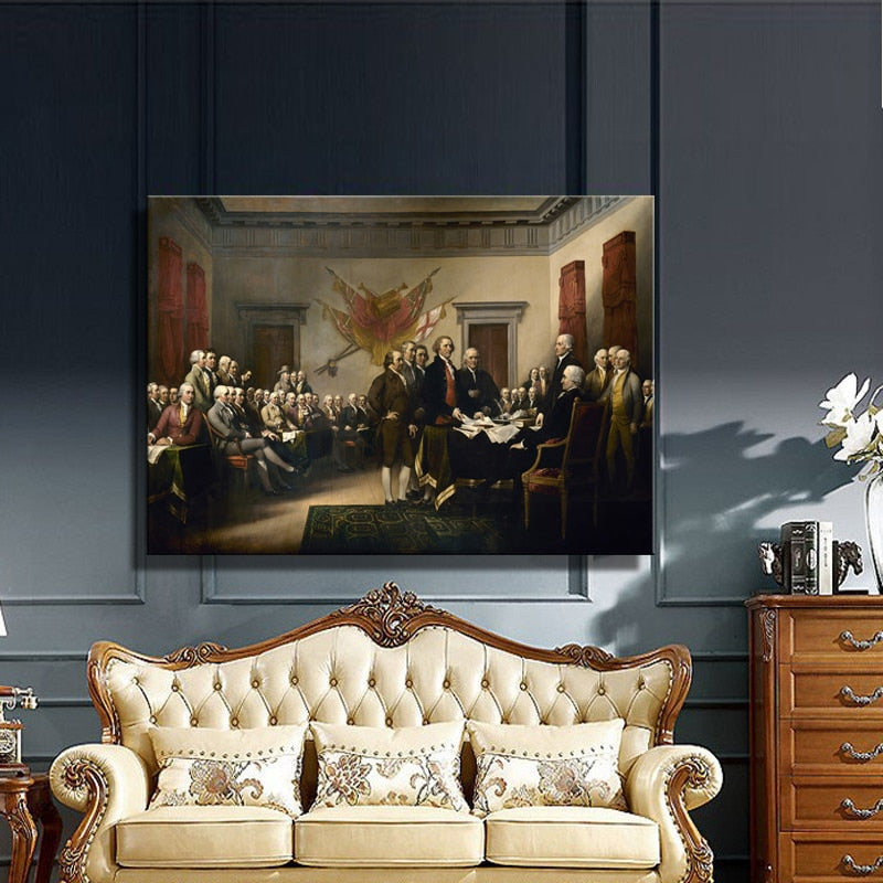 Posters and Prints Wall Art Canvas Painting John Trumbull's Declaration of Independence Decorative Pictures for Living Room Wall - SallyHomey Life's Beautiful