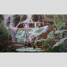 Load image into Gallery viewer, 100% Hand Painted Realistic Lotus Pond Art Oil Painting On Canvas Wall Art Frameless Picture Decoration For Live Room Home Decor