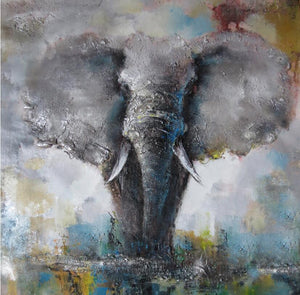 Abstract Hand Painted Animals Print on Canvas Elephant and Deer oil Painting - SallyHomey Life's Beautiful