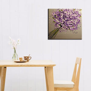 Free Shipping Painting Handmade Abstract Flower Purple Knife Flowers Oil Painting On Canvas Wall Pictures Living Room Decoration - SallyHomey Life's Beautiful