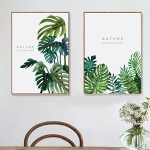 Nature Tropical Monstera Fresh Leaf Plant Wall Art Canvas Painting Nordic Posters And Prints Wall Pictures For Living Room Decor - SallyHomey Life's Beautiful