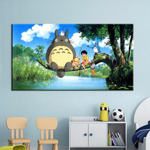 Modern Cartoon Art Painting Miyazaki Hayao Totoro Poster Wall Painting for Kids Bedroom Wall Picture Home Decor Gift No Frame - SallyHomey Life's Beautiful