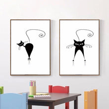 Load image into Gallery viewer, Modern Abstract  Canvas Painting Digital Printed Handlebar Cartoon Cat Canvas Painting Art for Living room Home Decor Unframed - SallyHomey Life&#39;s Beautiful