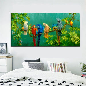 Big Size Digital Printed Canvas Painting Colourful Parrots Print Poster For Living Room Wall Art Picture Home Decor Gift - SallyHomey Life's Beautiful