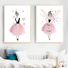 Load image into Gallery viewer, Pink Girl Fairy Quotes Nursery Wall Art Print Canvas Painting Nordic Posters And Prints Wall Pictures For Girls Kids Room Decor - SallyHomey Life&#39;s Beautiful