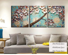 Load image into Gallery viewer, Canvas painting modern acrylic painting set tree triptych painting flower pictures modern abstract living room - SallyHomey Life&#39;s Beautiful