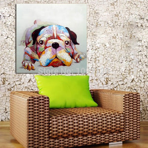 100% Hand Painted Dog Oil Painting On Canvas Handpainted Lovely Animal Paintings For Living Room Home Decorations