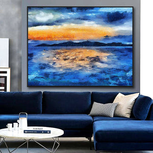 100% Hand Painted Seaside Sunset Scenery Oil Painting On Canvas Wall Art Frameless Picture Decoration For Live Room Home Decor