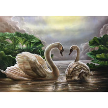 Load image into Gallery viewer, 100% Hand Painted Modern Swans Art Oil Painting On Canvas Wall Art Frameless Picture Decoration For Living Room Home Decor Gift