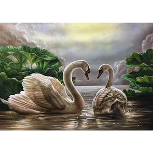 100% Hand Painted Modern Swans Art Oil Painting On Canvas Wall Art Frameless Picture Decoration For Living Room Home Decor Gift